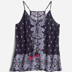 Luq Navy Tie Front Tank Top size Small